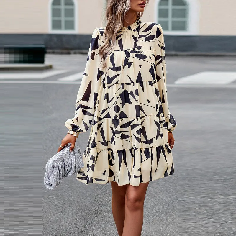 Tie Back High Neck Tiered Dress II