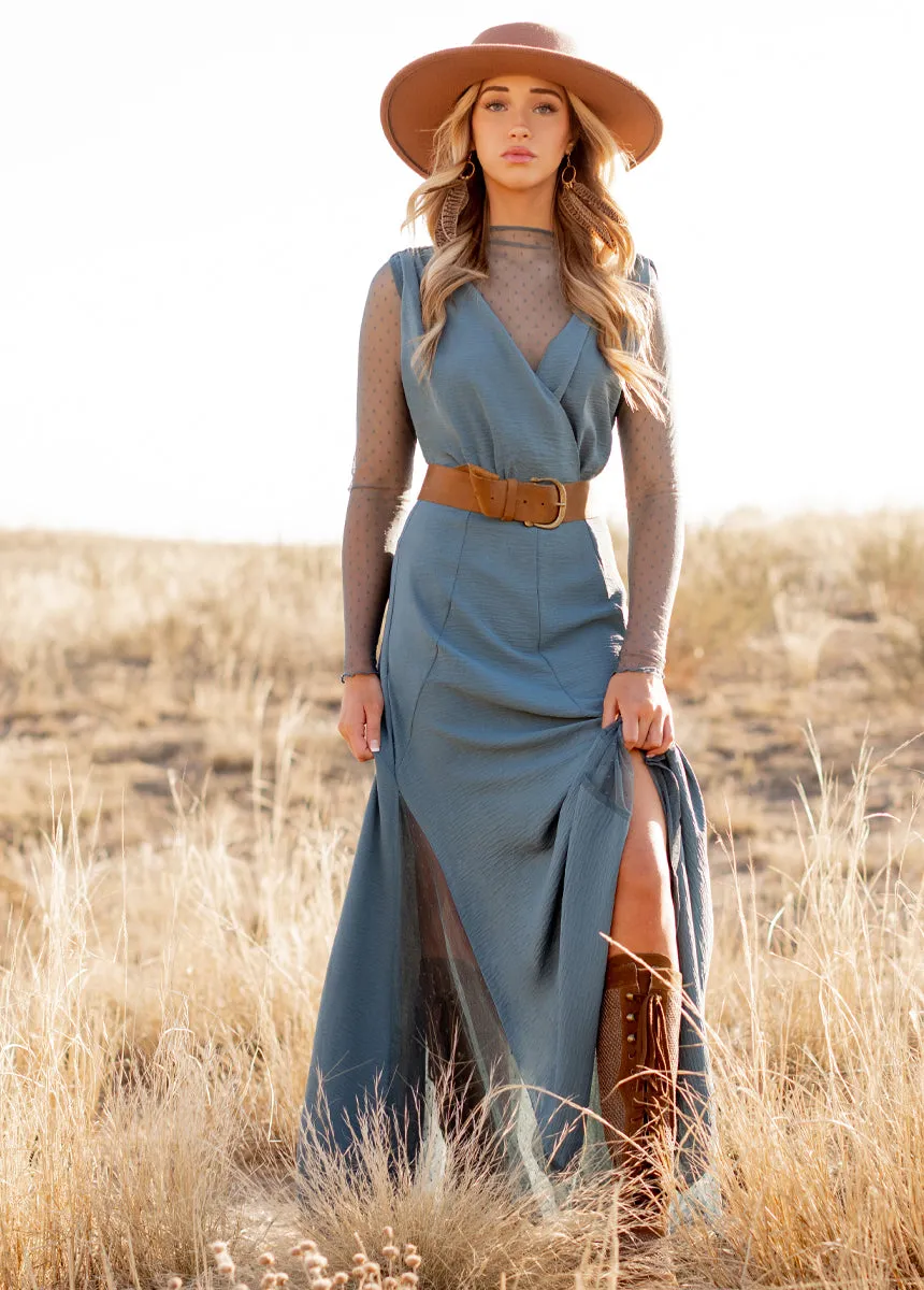 Tisannah Dress in Dusty Teal