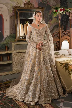 Traditional Ivory Pakistani Bridal Dress Heavily Embellished Pishwas Gown