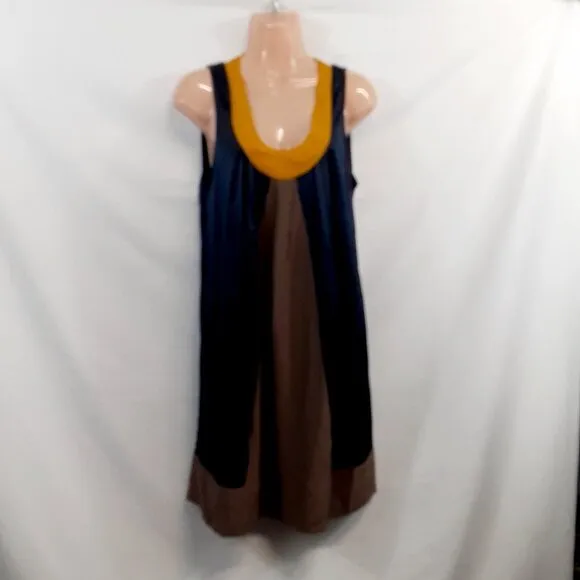 Tufi Duek Brazilian Silk Dress Women Dress Size 40 Navy Blue Satin Backless