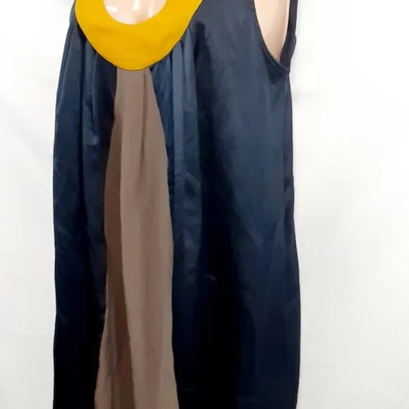 Tufi Duek Brazilian Silk Dress Women Dress Size 40 Navy Blue Satin Backless
