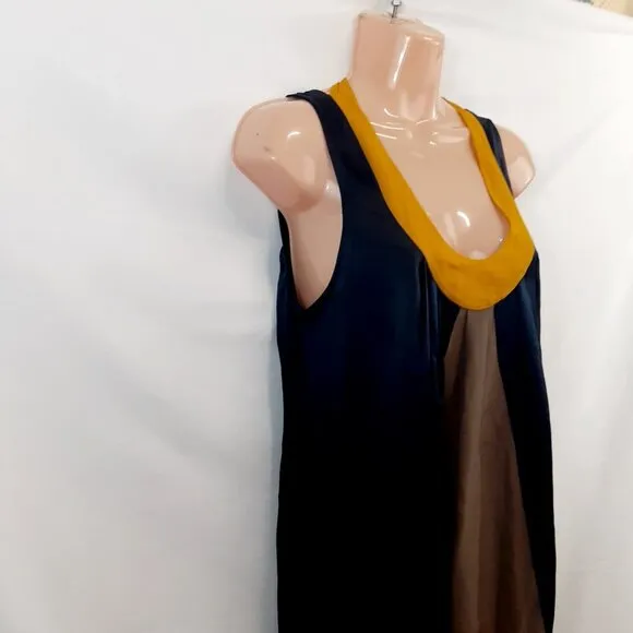 Tufi Duek Brazilian Silk Dress Women Dress Size 40 Navy Blue Satin Backless