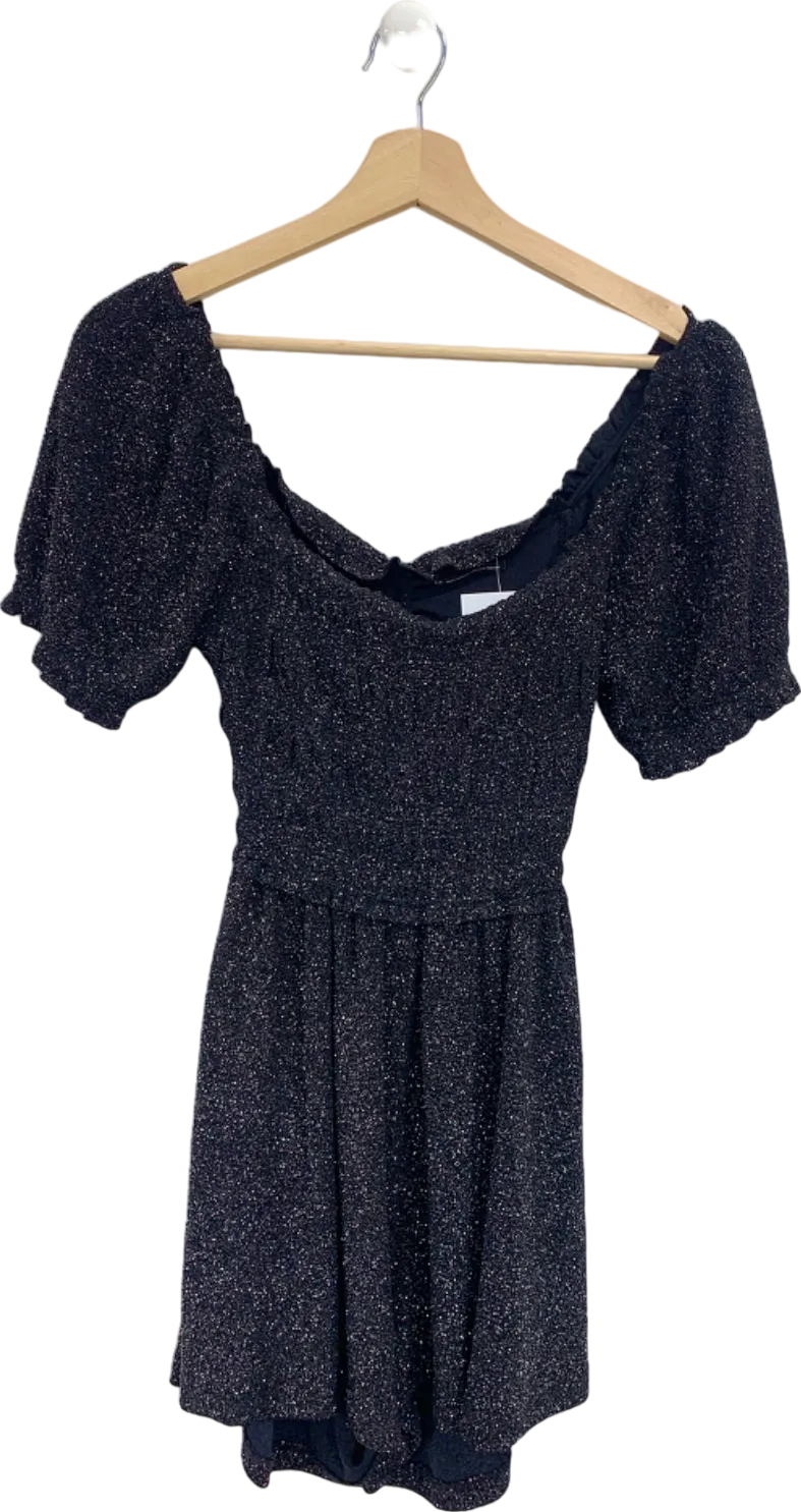 Urban Outfitters Black Glitter Mini Dress UK S
