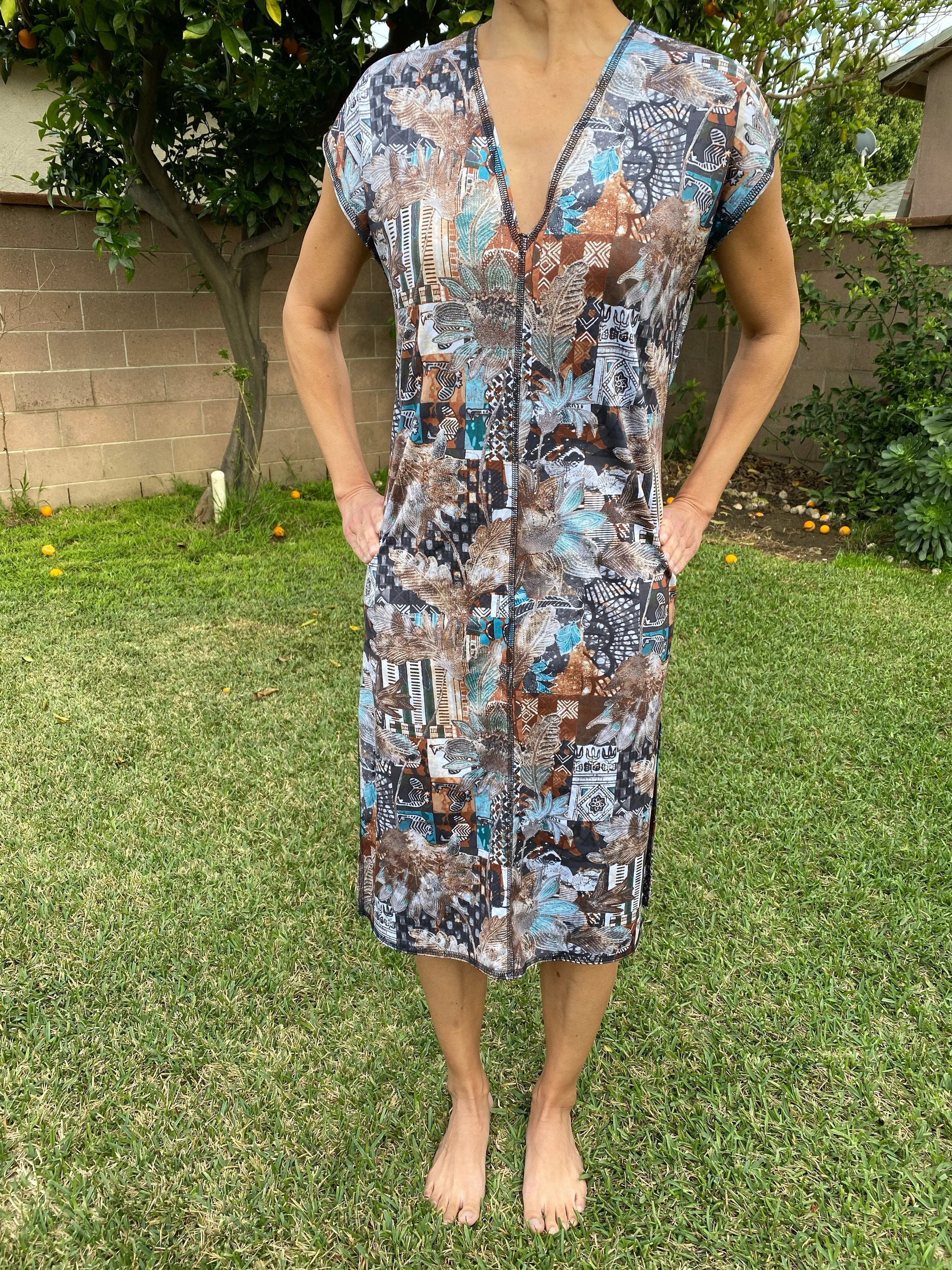 V NECK SIDE SLIT DRESS FOR BETH