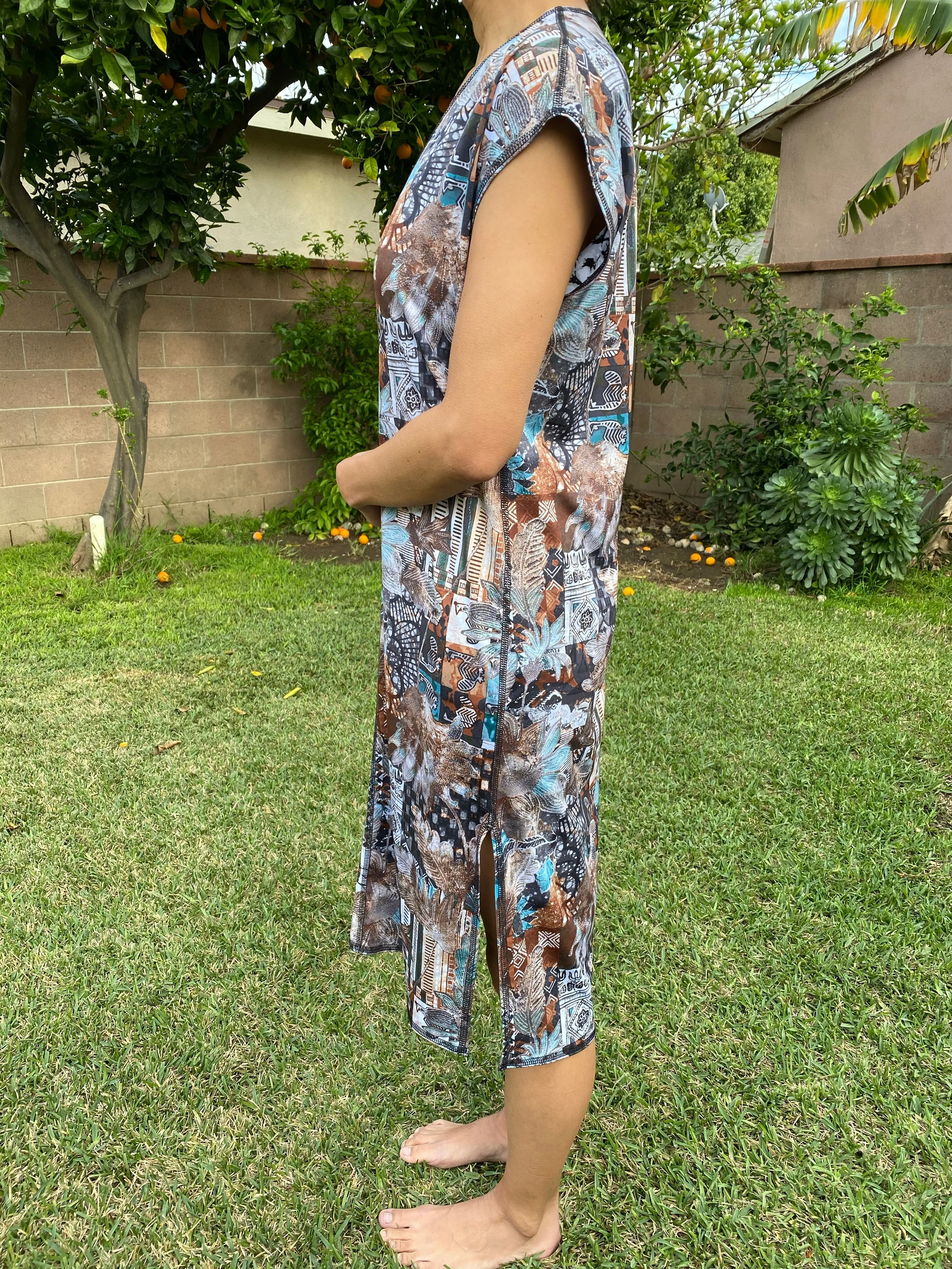 V NECK SIDE SLIT DRESS FOR BETH
