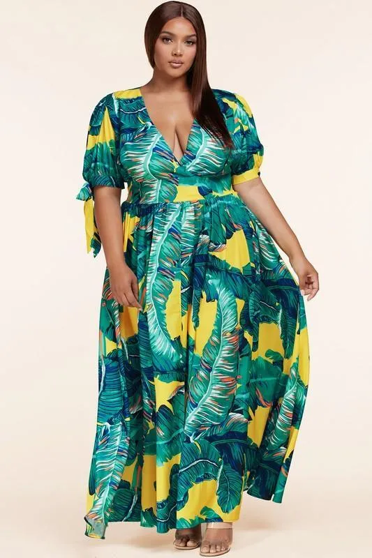 V-NECK SPLIT MAXI DRESS