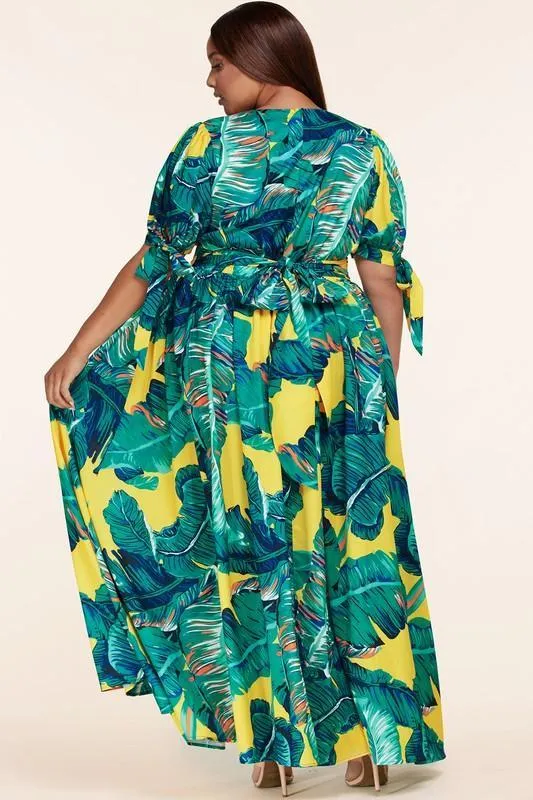 V-NECK SPLIT MAXI DRESS