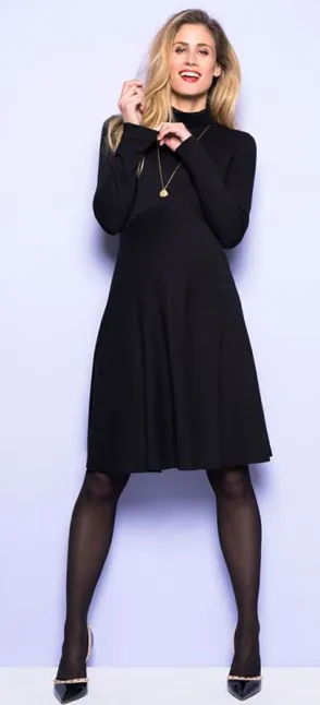 Vanessa High Neck Black Dress