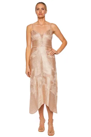 Vesna Embroidered Ribbon Silk Midi Dress