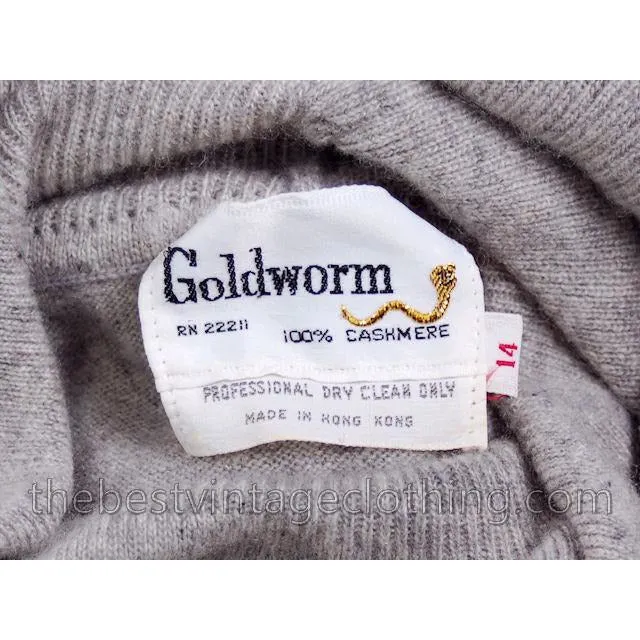 Vintage Goldworm Cashmere Sweater Maxi  Dress  Cowl Neck 1970s M
