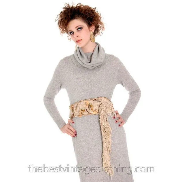 Vintage Goldworm Cashmere Sweater Maxi  Dress  Cowl Neck 1970s M