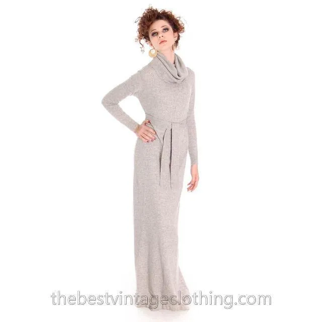 Vintage Goldworm Cashmere Sweater Maxi  Dress  Cowl Neck 1970s M