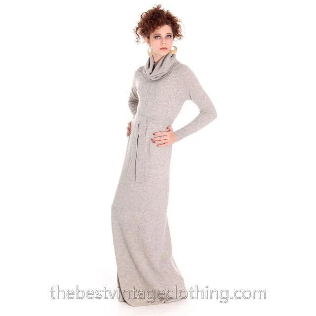 Vintage Goldworm Cashmere Sweater Maxi  Dress  Cowl Neck 1970s M