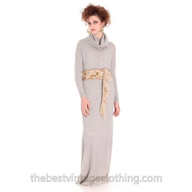 Vintage Goldworm Cashmere Sweater Maxi  Dress  Cowl Neck 1970s M