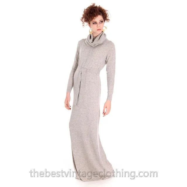 Vintage Goldworm Cashmere Sweater Maxi  Dress  Cowl Neck 1970s M
