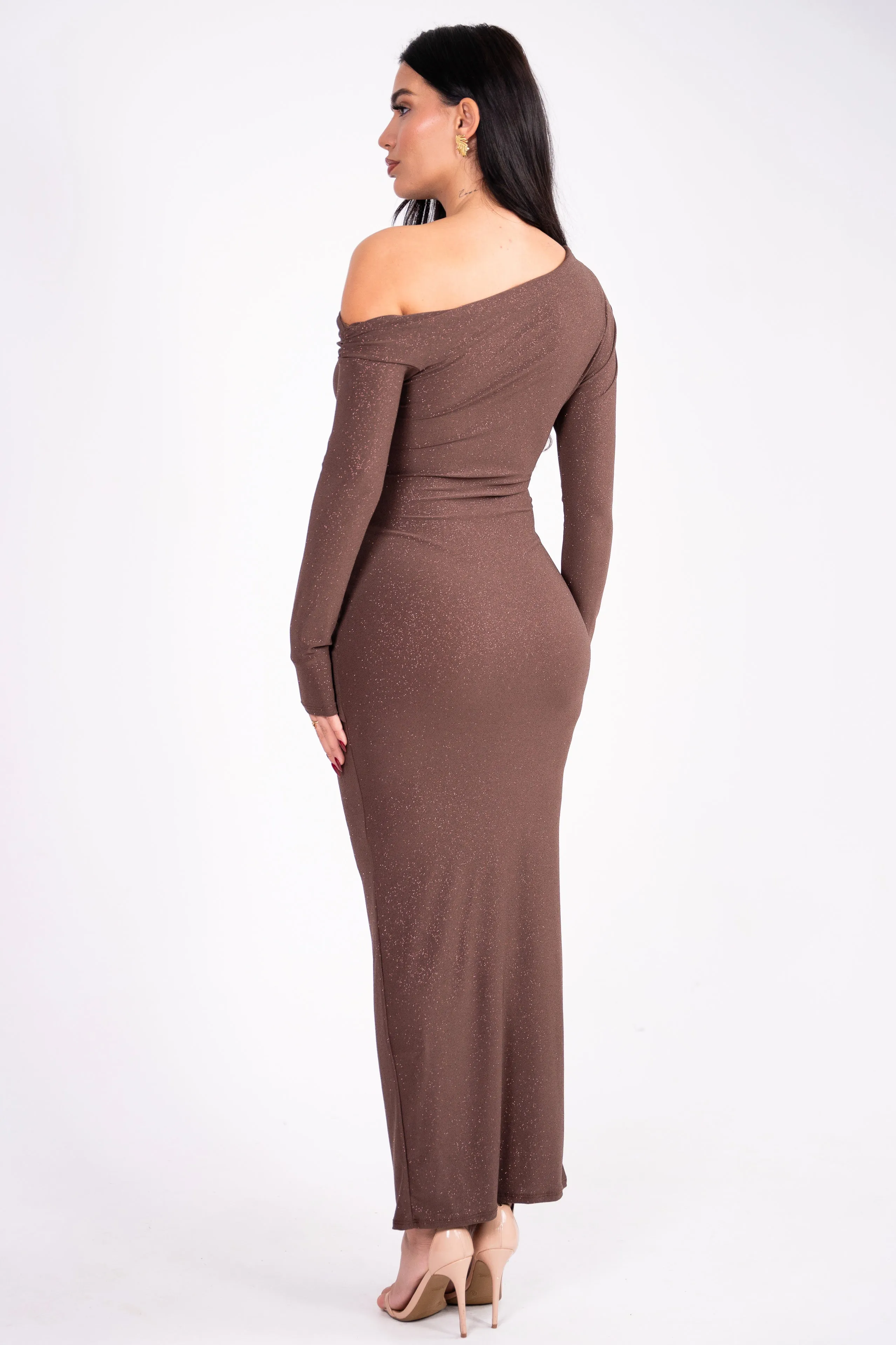 Viviana Dark Brown Glitter Dress