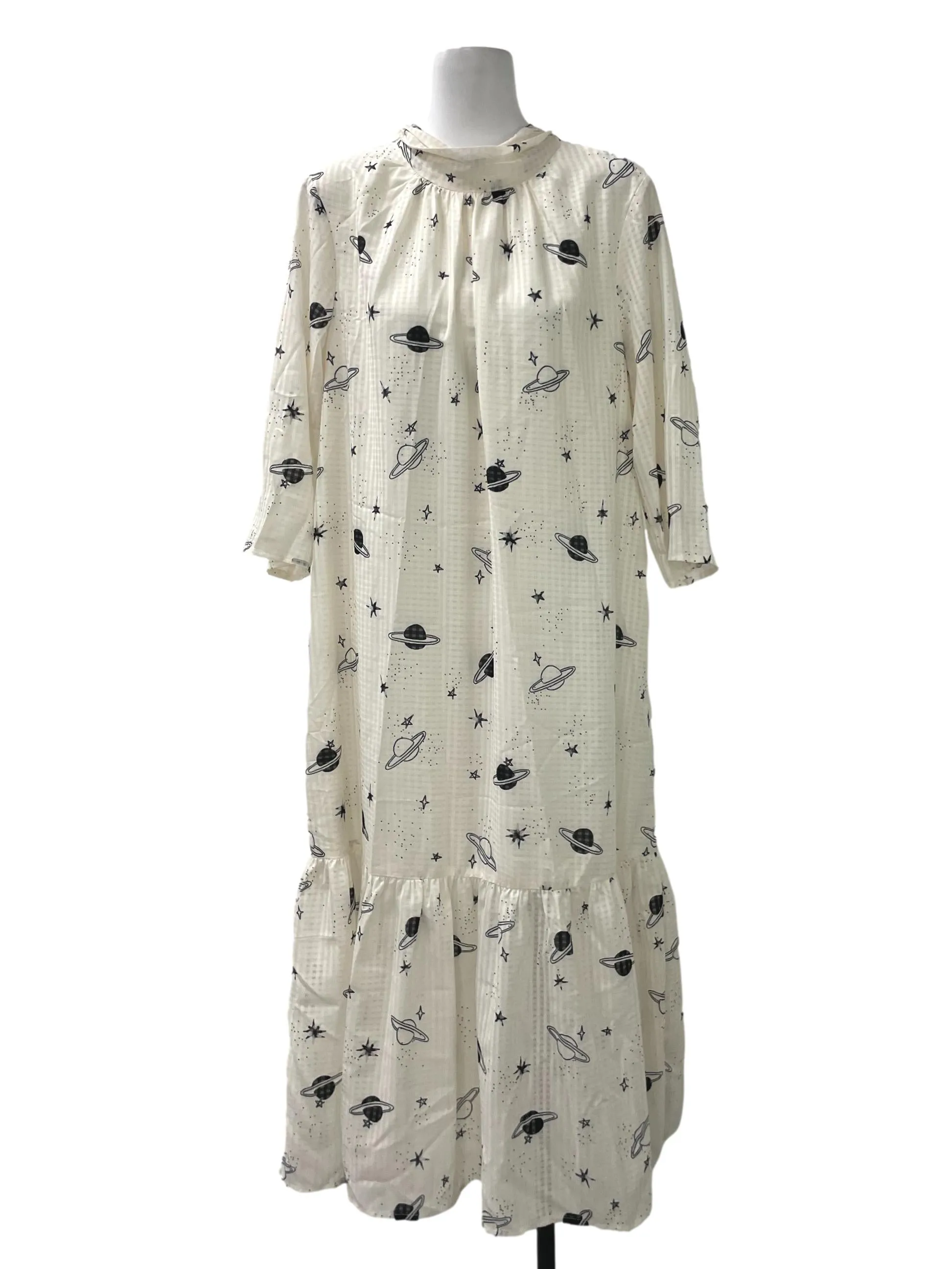 White High Neck Pleated Dress LB
