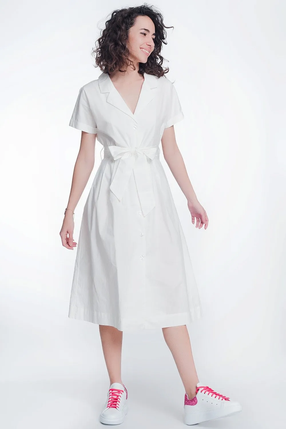 White Poplin Shirt Dress