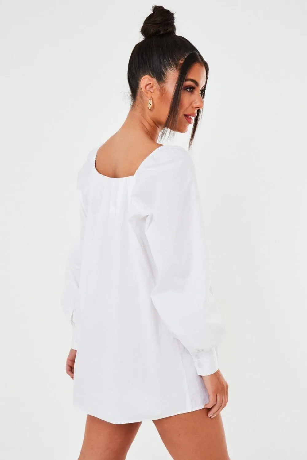 White Square Neck Mini Dress