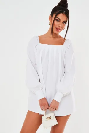 White Square Neck Mini Dress