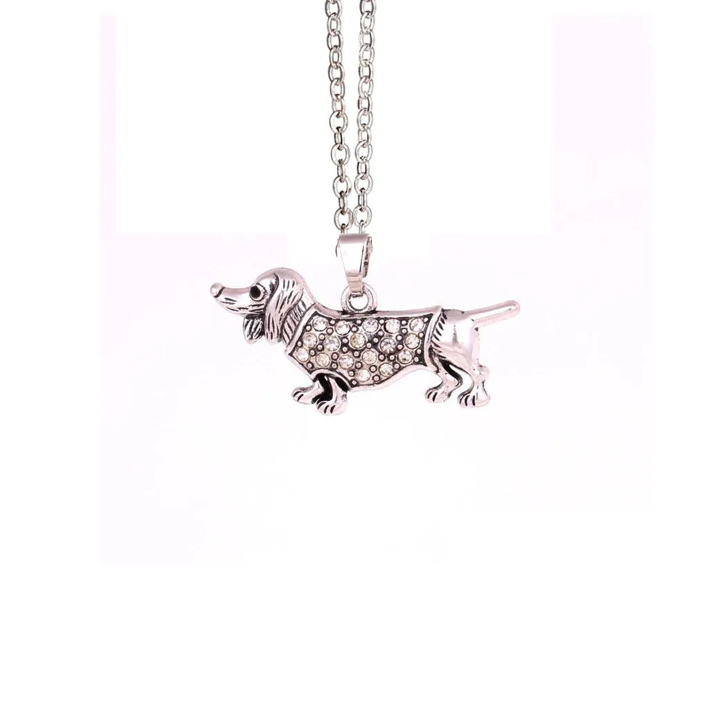 Wiener Dog Necklace | Vintage Inspired Pink or Clear