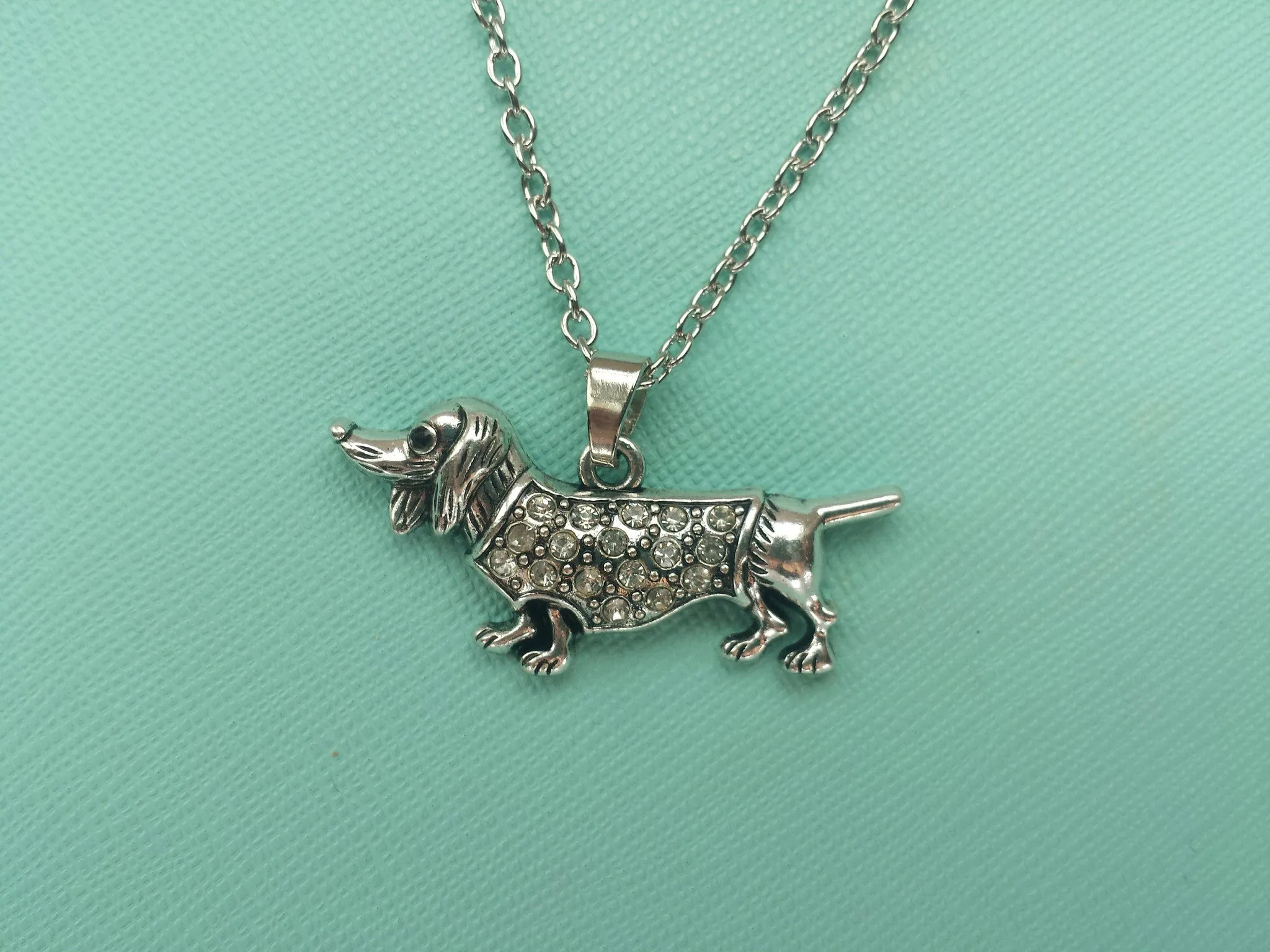 Wiener Dog Necklace | Vintage Inspired Pink or Clear