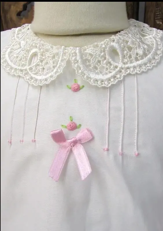 Will'beth Ivory Lace 3pc Rose Dress with Bloomers & Headband Preemie & Newborn