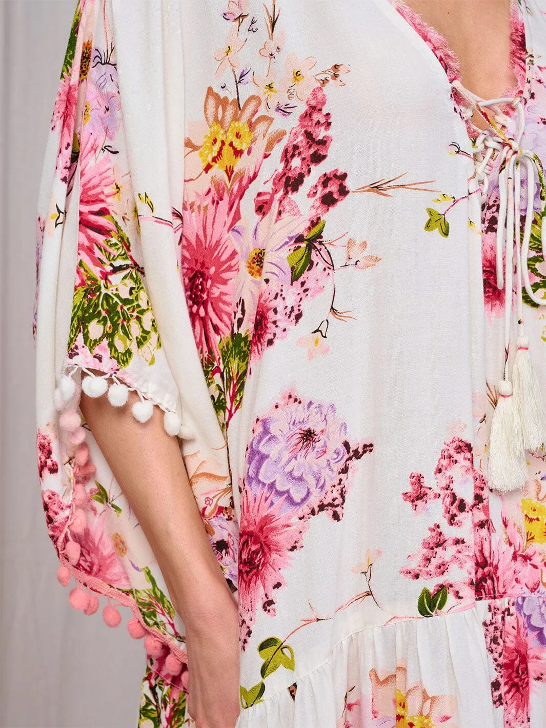 WOMEN'S SHORT SLEEVE V-NECK FLORAL HIGH-LOW MINI DRESS