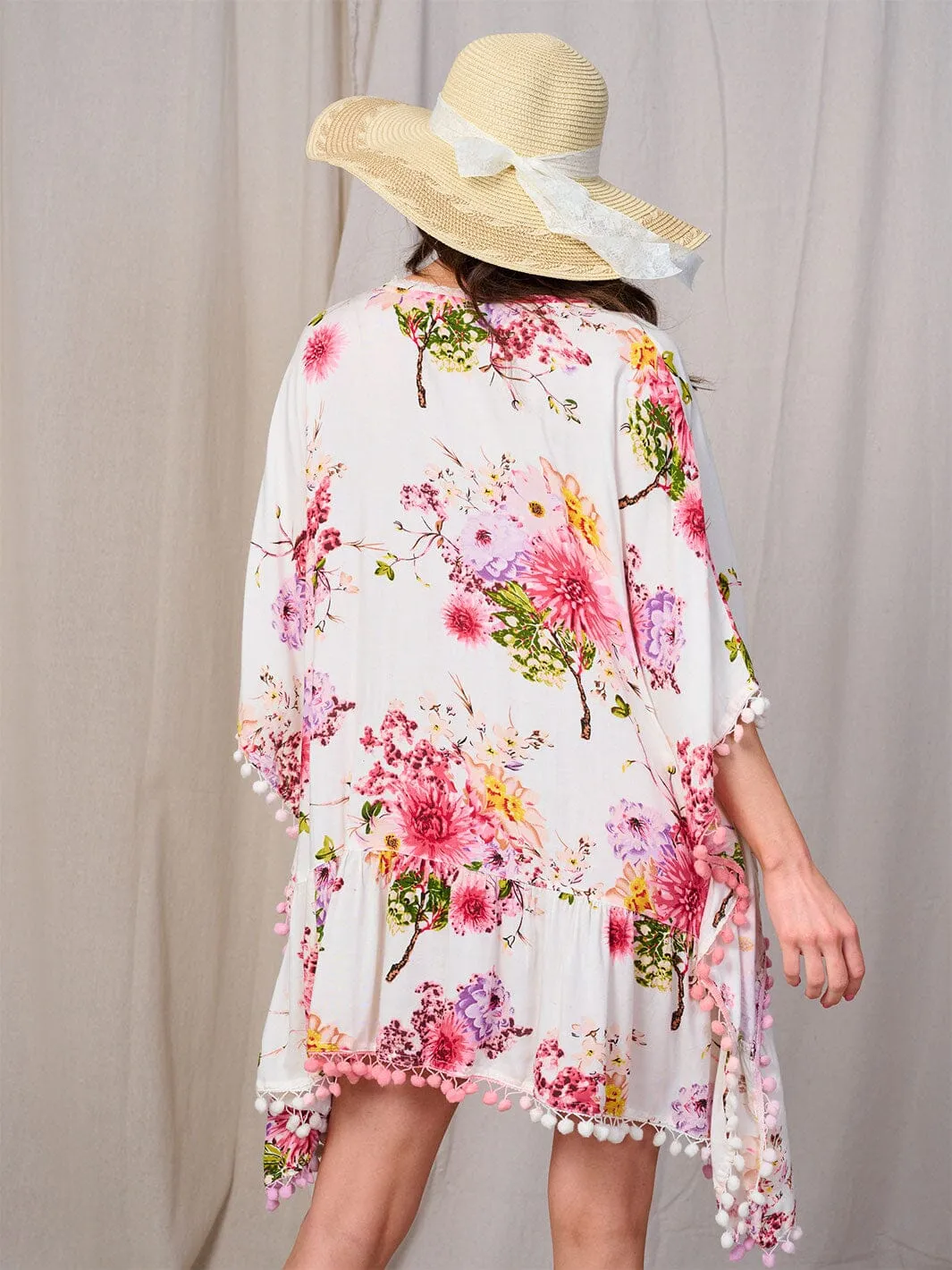 WOMEN'S SHORT SLEEVE V-NECK FLORAL HIGH-LOW MINI DRESS