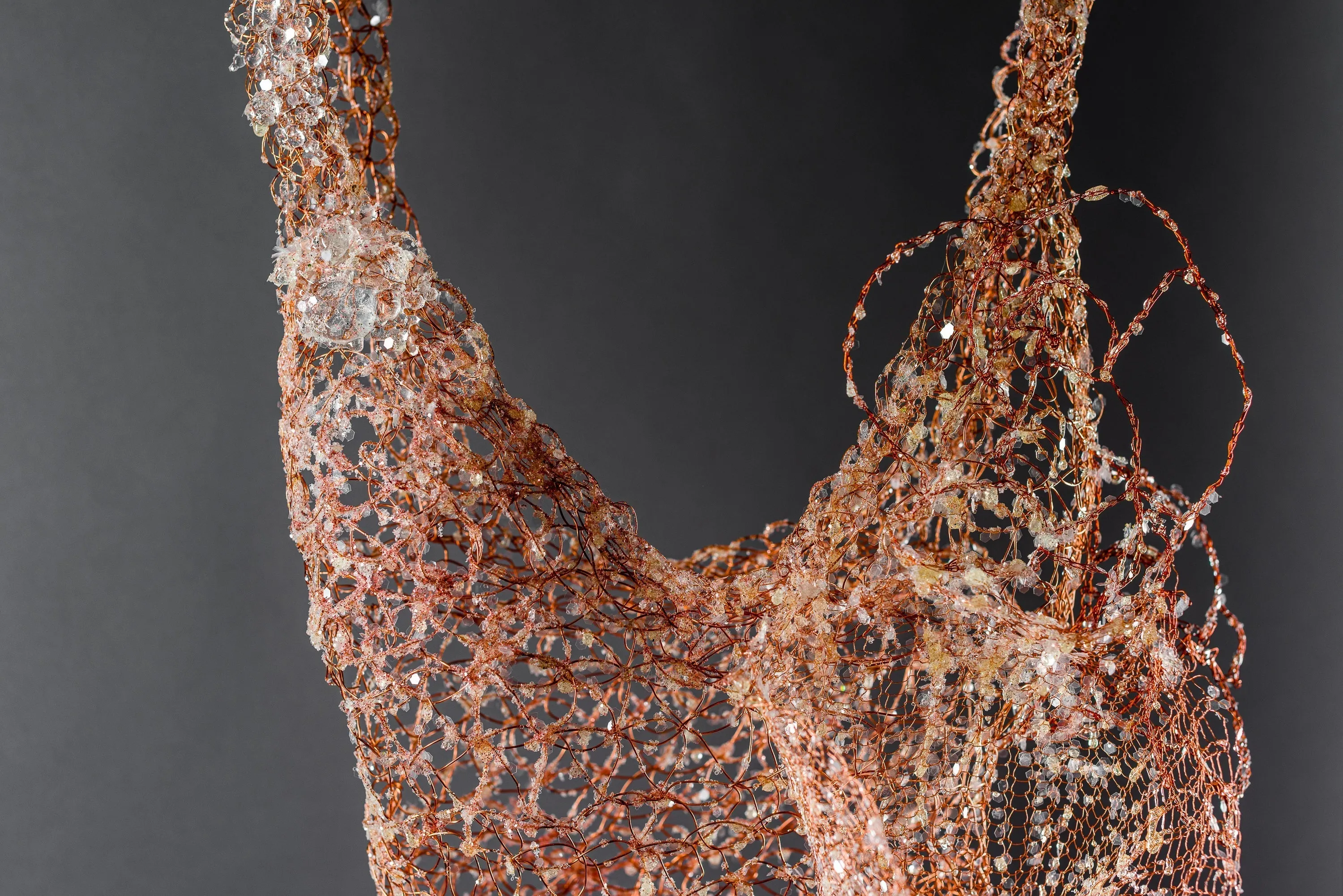 Woven Botanical Copper Dress Sculpture ~ Cupre Lilium Dress (Copper Lily Dress)