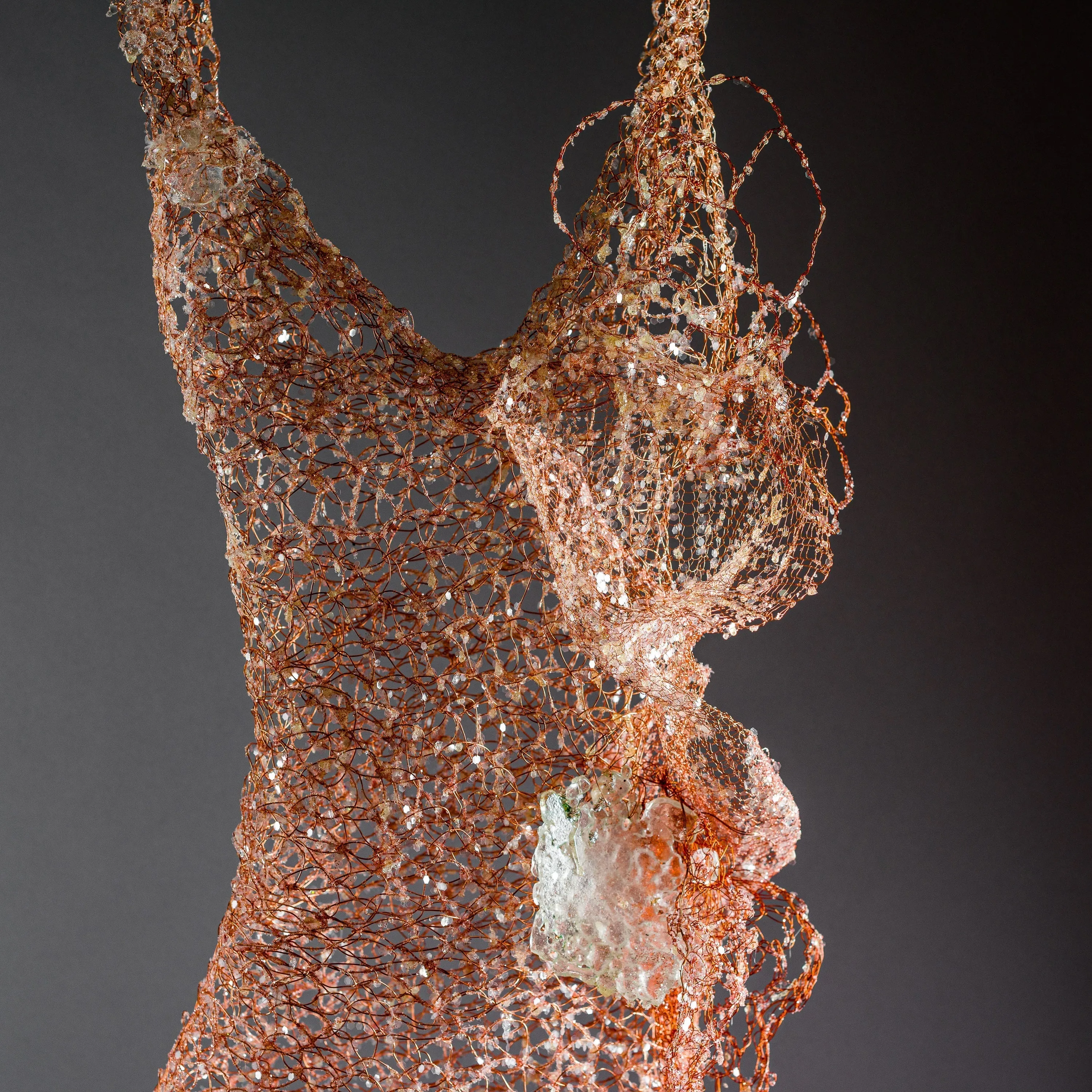 Woven Botanical Copper Dress Sculpture ~ Cupre Lilium Dress (Copper Lily Dress)