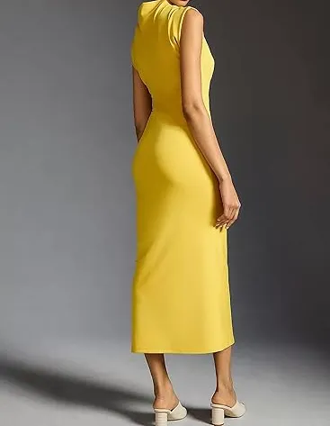 Yellow Skinny High-Neck Dress