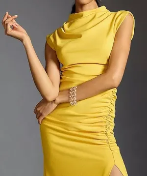 Yellow Skinny High-Neck Dress