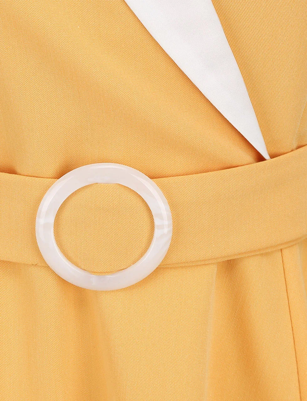 Yellow V Neck Short Sleeve Swing Vintage 1950S Dress With Belt